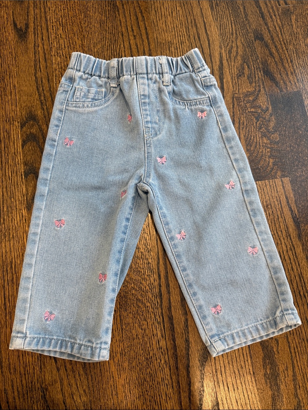 Pink Bow Straight Leg Jeans 12-18 Months